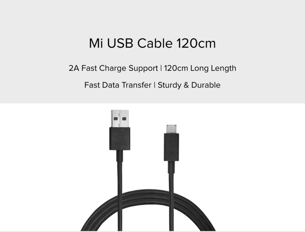XIAOMI USB CABLE 1.2 M UPTO 2 A FAST CHARGE TYPE B ORIGINAL CABLE