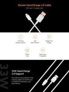 XIAOMI SONIC CHARGE 2.0 CABLE-TYPE C ORIGINAL CABLE